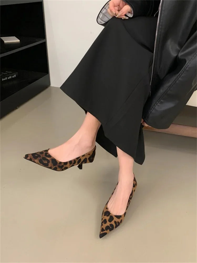 Eilyken Spring Design Leopard Print Woman Pumps Pointed Toe Thin Low Heels Elegant Party Female Shoes Zapatos De Mujer