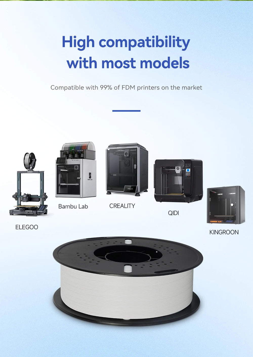 KINGROON 22LBS PETG or PLA filament 3D Printer Filament 10 Rolls 1KG 1.75MM Eco-Friendly Good Toughness Mix Color