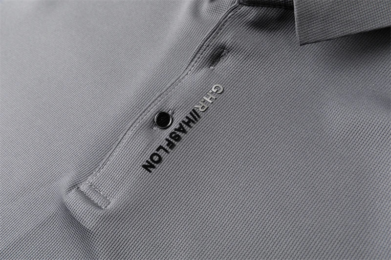 New Men's Business Casual Long Sleeved Shirt with Badge Solid Color Polo Shirt Fashionable Breathable Comfortable Versatile Top