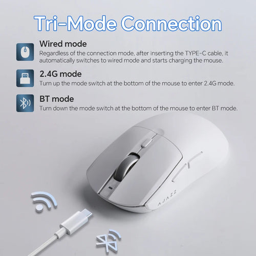 AJAZZ AJ139 V2 MC/AJ139 PRO Wireless Gaming Mouse PAW3311/PAW3395 Sensor 12000DPI/26000DPI 500mAh Bluetooth Mouse Gamer For PC