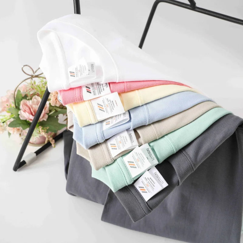 100% Cotton Five Half Sleeve Men's Women Summer T-shirt Loose Short-sleeved Casual Basic Shirt O Neck Solid Color Tops