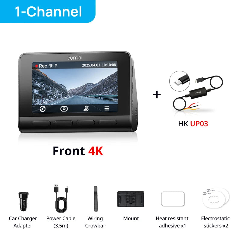 New 70mai 4K Dash Cam A810S HDR Supercapacitor 4G LTE Wi-Fi 6 Voice Control GPS ADAS 70mai A810S Upgrade Version of 70mai A810
