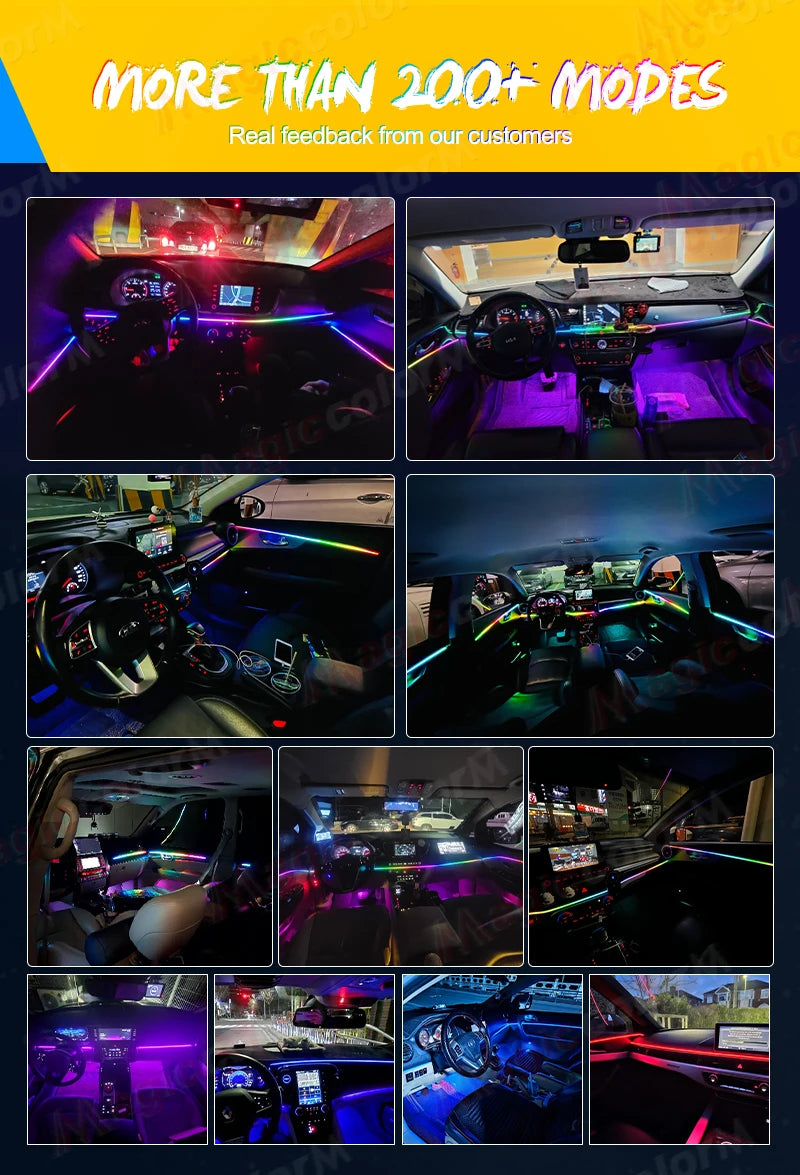 18 in 1 Led Car Ambient Lights 213 64 Color RGB Symphony Streamer Bluetooth Rainbow Interior Acrylic Strips Atmosphere Lamp Kit