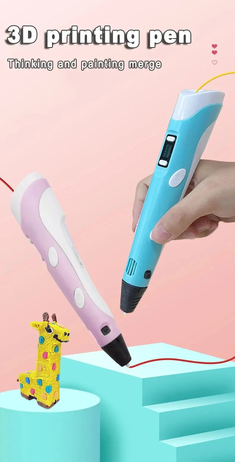 Electronic 3D Printing Pen with 9M PLA Consumables High-Temperature 3D Graffiti Tool Intelligent Toy Christmas Birthday Gift