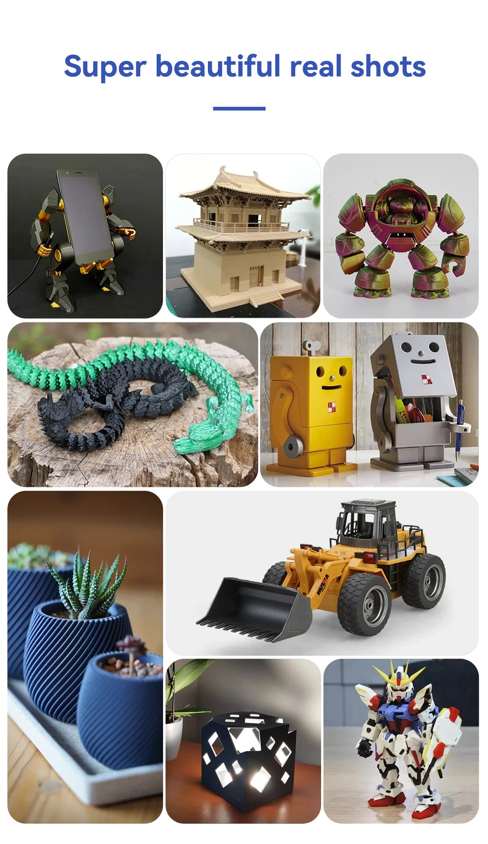 KINGROON 22LBS PETG or PLA filament 3D Printer Filament 10 Rolls 1KG 1.75MM Eco-Friendly Good Toughness Mix Color