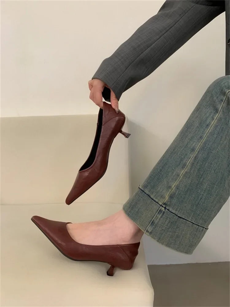 Eilyken Spring Design Leopard Print Woman Pumps Pointed Toe Thin Low Heels Elegant Party Female Shoes Zapatos De Mujer