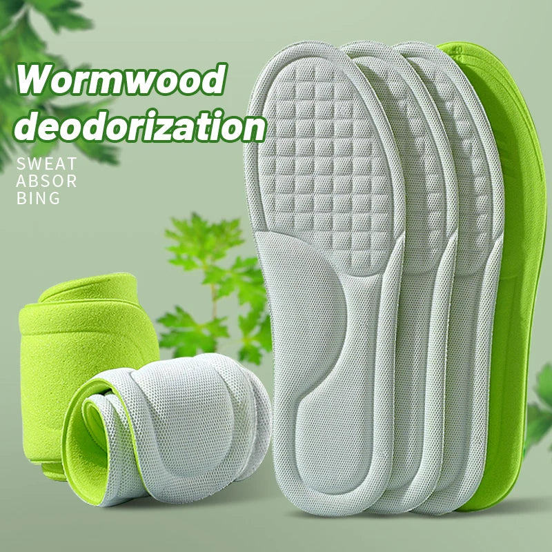 4D Cloud Technology Sports Insoles for Shoes PU Sole Soft Breathable Shock Absorption Cushion Running Orthopedic Care Insoles