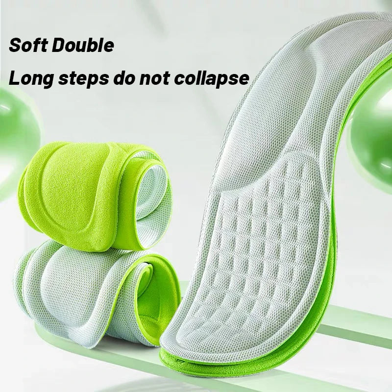 4D Cloud Technology Sports Insoles for Shoes PU Sole Soft Breathable Shock Absorption Cushion Running Orthopedic Care Insoles